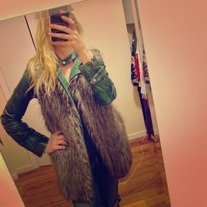 H&M grey faux fur vest